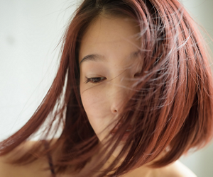 Redhead with an angled bob